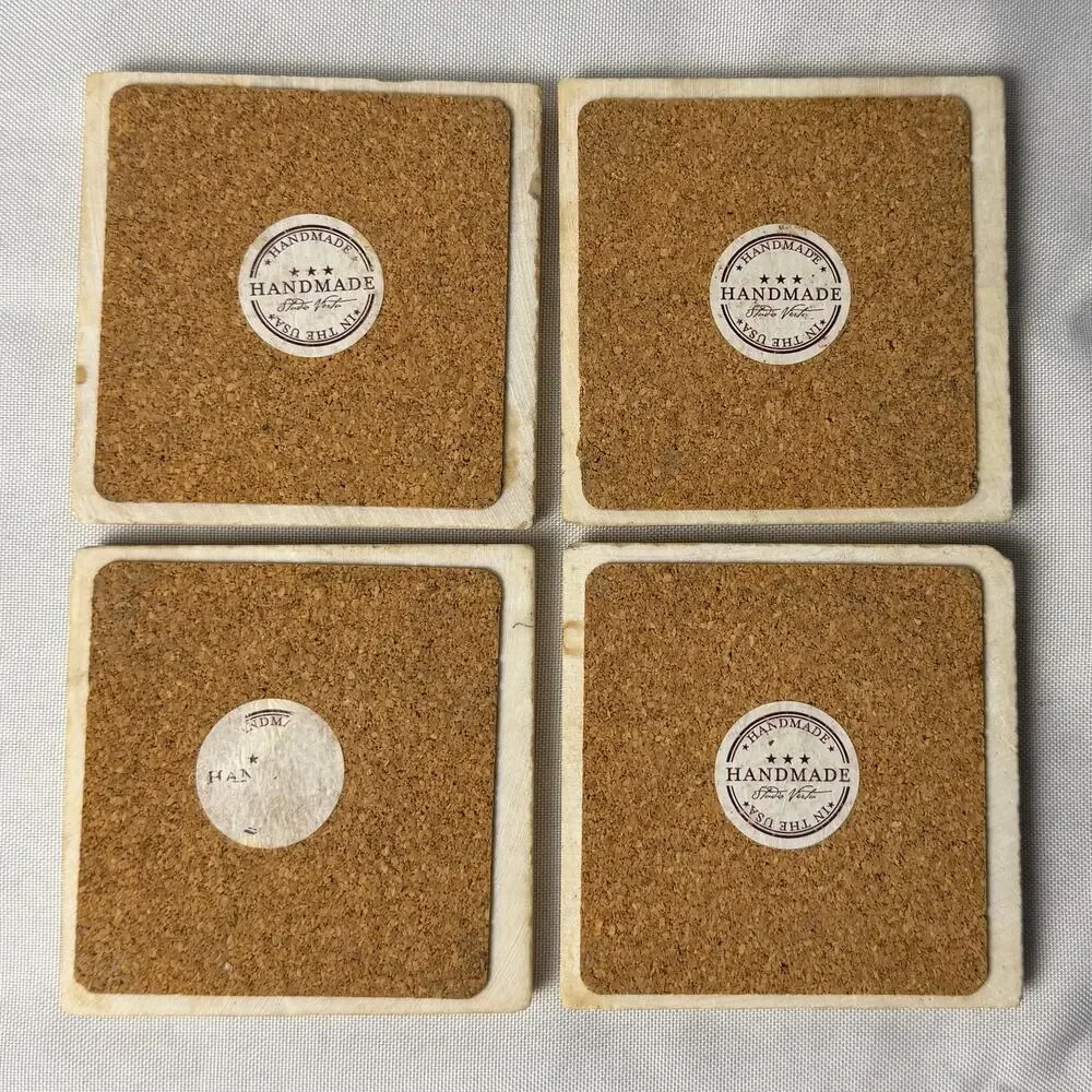 VTG Italian Marble Coasters Set/4 Studio Vertu Functional Art by Lev Kublanov
